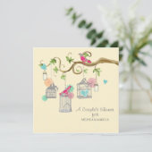 鳥ケモダンージメイソンジャールハートフローラブライダルシャワー 招待状 (スタンド正面)