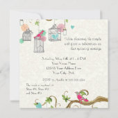 鳥ケモダンージメイソンジャールハートフローラブライダルシャワー 招待状 (裏面)