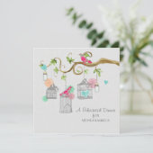 鳥ケモダンージメイソンジャールハートフローラブライダルシャワー 招待状 (スタンド正面)