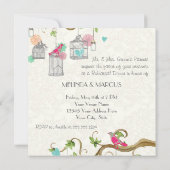 鳥ケモダンージメイソンジャールハートフローラブライダルシャワー 招待状 (裏面)