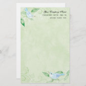 鳥コンテンポラリーが緑色の文房具に渦巻く 便箋 (正面/裏面)