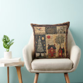 鳥サンクリスマスキルト赤い家の木の星 クッション (椅子)