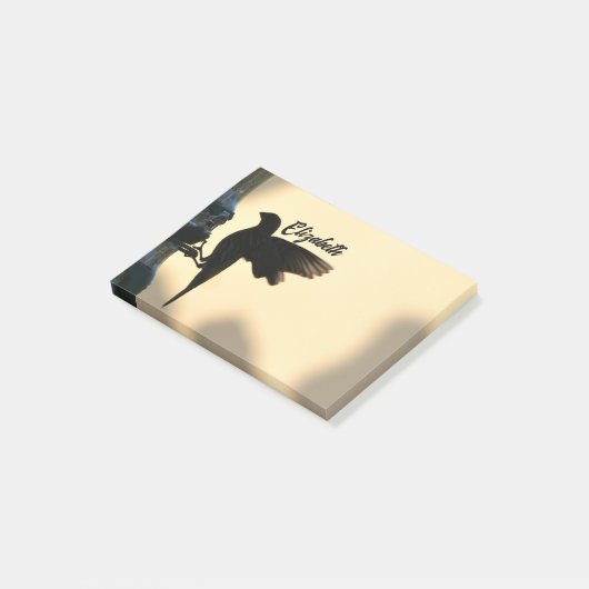 鳥シルエットゴールデンイエローパーソナライズされた ポストイット (アングル)