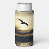 鳥シルエ飛んでいるットサンセットパーソナライズされた スリム缶クーラー (Seltzer裏面)