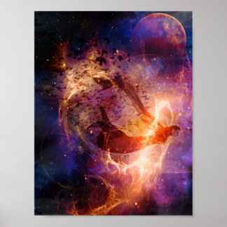 鳥トリップ（幻覚体験）のようなプリント ポスター