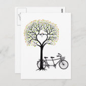 鳥ハート木とタンデム自転車 ポストカード (正面/裏面)