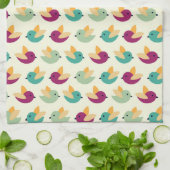 鳥パターン キッチンタオル (折り畳み)