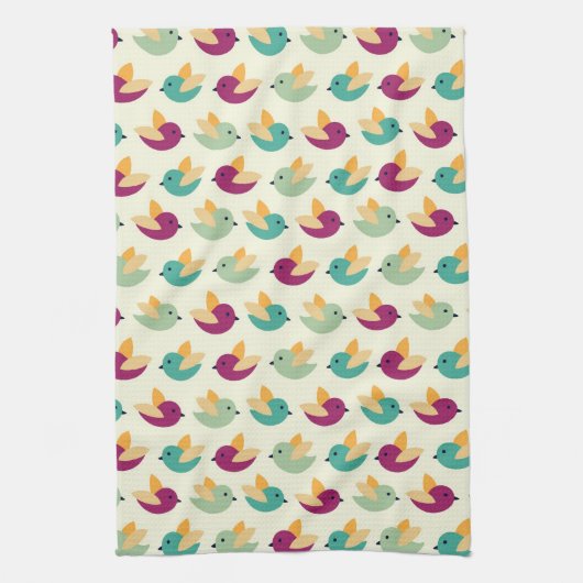 鳥パターン キッチンタオル (縦)