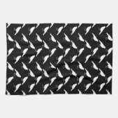 鳥パターン。 白黒のカラス。 キッチンタオル (横)