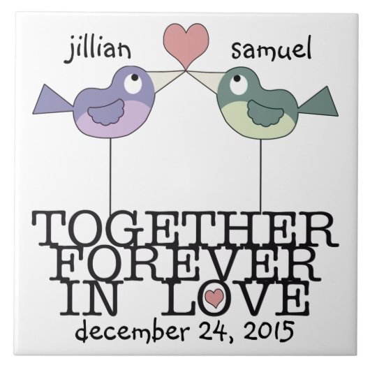 鳥パーソナライズされたを永遠に愛する タイル (正面)