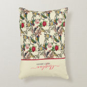 鳥ビクトリアンバラヴィンテージインスパイアクリーム アクセントクッション (正面(垂直))