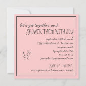 鳥ファンキーの家モダン族夫婦が女の子の赤ちゃんシャワー 招待状 (裏面)