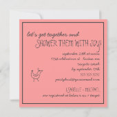 鳥ファンキーの家モダン族連れがベビーシャワー 招待状 (裏面)