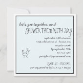 鳥ファンキー家モダン族カップル男の赤ちゃんシャワー 招待状 (裏面)