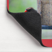 鳥フィーダ深紅色の雌と雄のマウスパッド マウスパッド (コーナー)