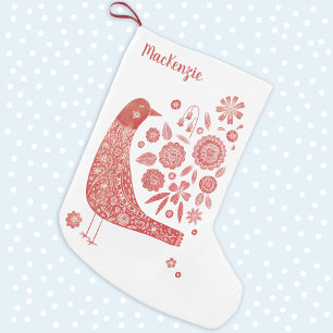 鳥フォークアーパーソナライズされたト スモールクリスマスストッキング