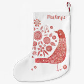 鳥フォークアーパーソナライズされたト スモールクリスマスストッキング (裏面)