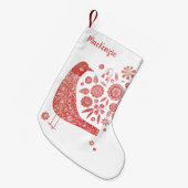 鳥フォークアーパーソナライズされたト スモールクリスマスストッキング (正面 (吊り時))