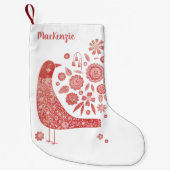 鳥フォークアーパーソナライズされたト スモールクリスマスストッキング (正面)