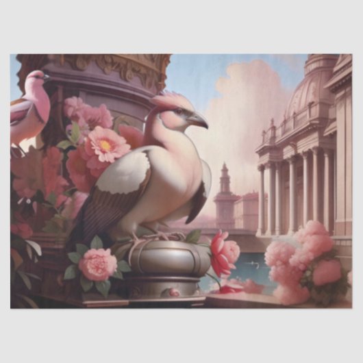 鳥フランスのピンク 薄葉紙 (正面)