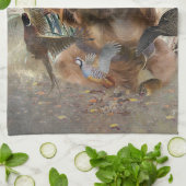 鳥フランスの狩りアート キッチンタオル (折り畳み)