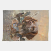 鳥フランスの狩りアート キッチンタオル (横)