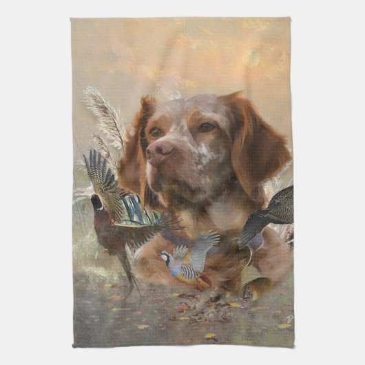 鳥フランスの狩りアート キッチンタオル (縦)