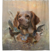 鳥フランスの狩りアート シャワーカーテン (正面)