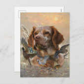 鳥フランスの狩りアート シーズンポストカード (正面/裏面)