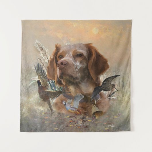 鳥フランスの狩りアート タペストリー (正面)