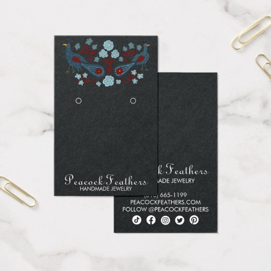 鳥フローライヤリングネックレスジュエリー表示カード (オフィス)