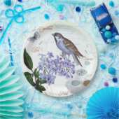 鳥フローラフランスのコラージュヴィンテージの外観 ペーパープレート (パーティー)