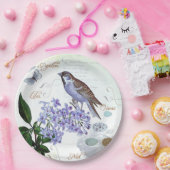 鳥フローラフランスのコラージュヴィンテージの外観 ペーパープレート (パーティー)