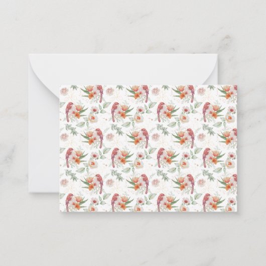 鳥フローラ悔やみや弔慰サンキューカード ノートカード (裏面)