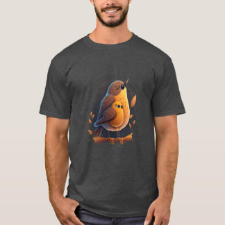 鳥ペットの飼い主バードママ子供のバードファミリーを抱きしめている Tシャツ