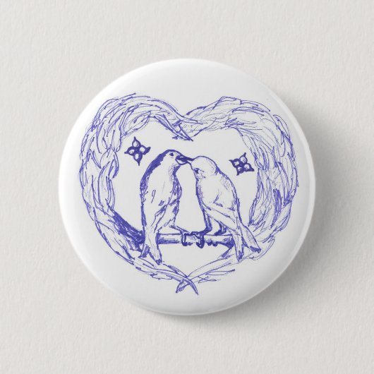 鳥ボタキスをするン 缶バッジ (正面)