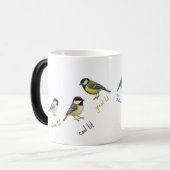 鳥マグカップ - 庭の鳥の水彩コーヒーカップ モーフィングマグカップ (正面左)