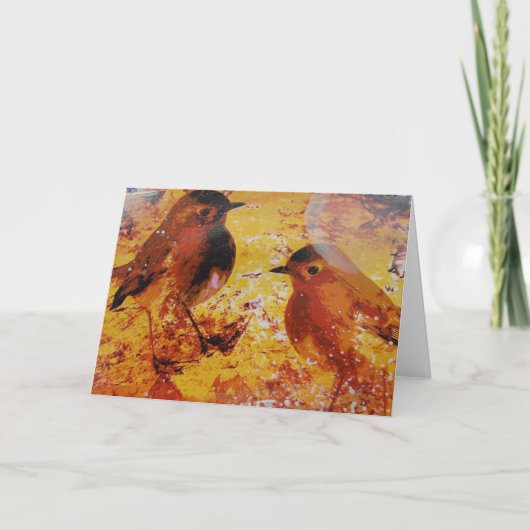 鳥ミックスメディア誕生日 カード (正面)
