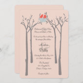 鳥モダンと木の結婚式招待状 招待状 (正面/裏面)