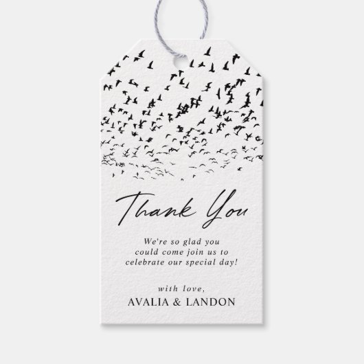 鳥モダンの羽が結婚ありがとう ギフトタグ (正面)