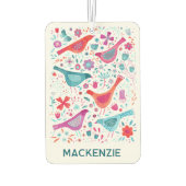 鳥モダンフローラ水の色パーソナライズされた名 カーエアーフレッシュナー (裏面)