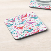 鳥モダンフローラ水色 コースター (左側)