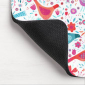 鳥モダンフローラ水色 マウスパッド (コーナー)