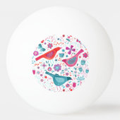 鳥モダンフローラ水色 卓球ボール (正面)