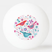 鳥モダンフローラ水色 卓球ボール (裏面)