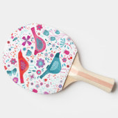 鳥モダンフローラ水色 卓球ラケット (横)