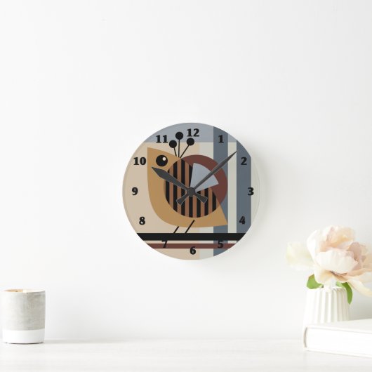 鳥モダン付ミニマルきの幾何学的抽象芸術 ラウンド壁時計 (ホーム)