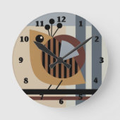 鳥モダン付ミニマルきの幾何学的抽象芸術 ラウンド壁時計 (正面)