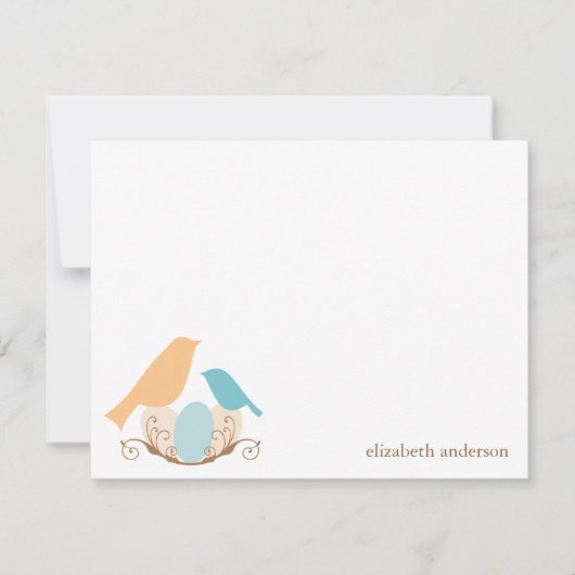 鳥モダン巣フラットサンキューカード サンキューカード (正面)