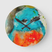 鳥ユニーク水彩壁時計 ラウンド壁時計 (正面)
